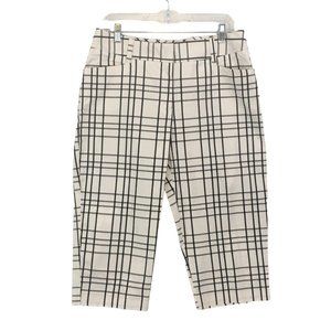 Cato Womens White Black Paid Capri Pants, Summer, Flat‎ Front, sz 10, 32 waist